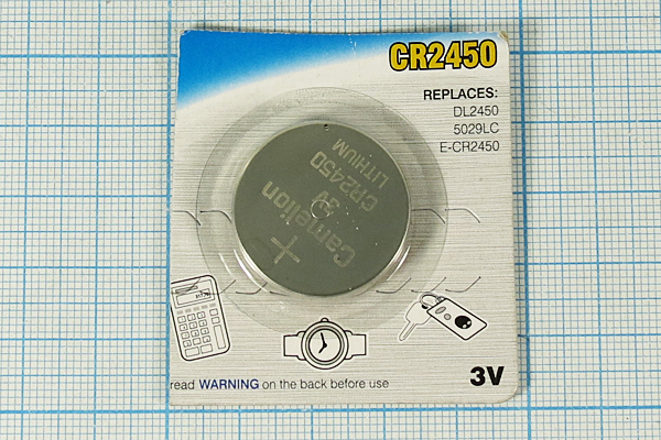 бат  3В\ 540мАч\24,5x5,0\Li\CR2450\CAMELION